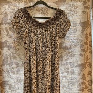 Lucky brand smocked sundress. Off white with black & gray floral print.